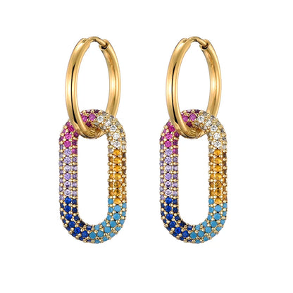 Steel Ear Buckle Oval Earrings