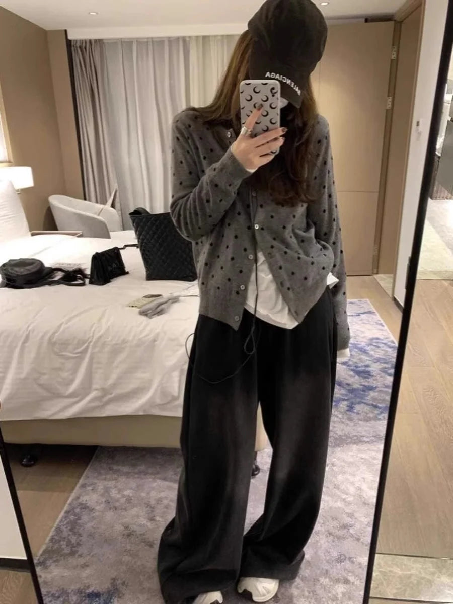 Korean Dots Knitted Cardigan