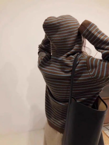 Knitted Striped Hoodie