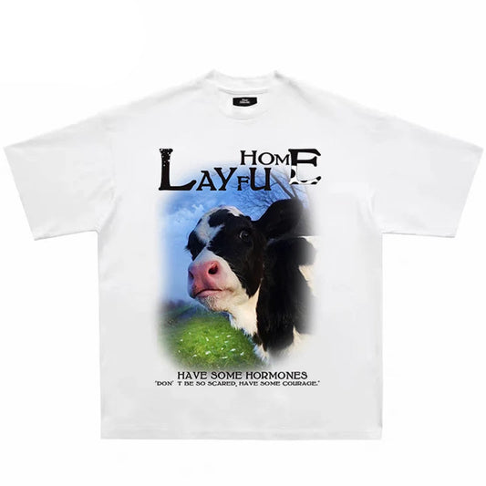 Cow Letter Print T-shirt