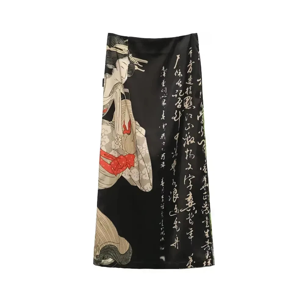 Black Tie Dye Split Skirts