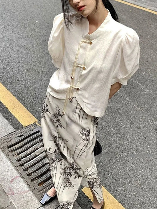 Elegant Vintage Tie Dye High Waist Skirt