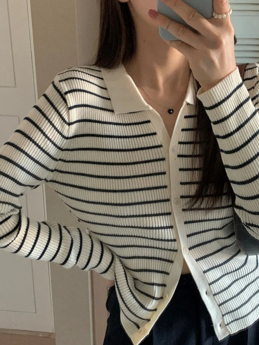 Striped Knitwear Cardigan Slim Fit