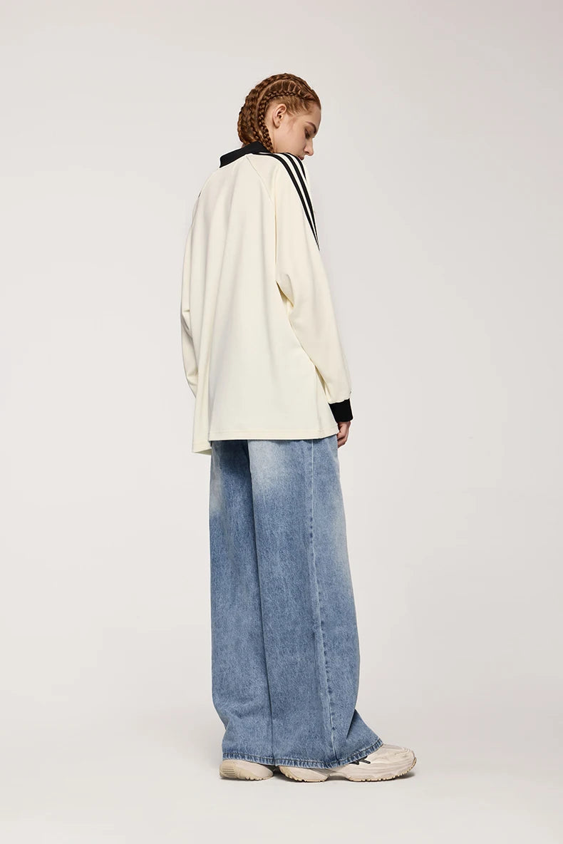 Faded Vintage Washed Straight Leg Jeans