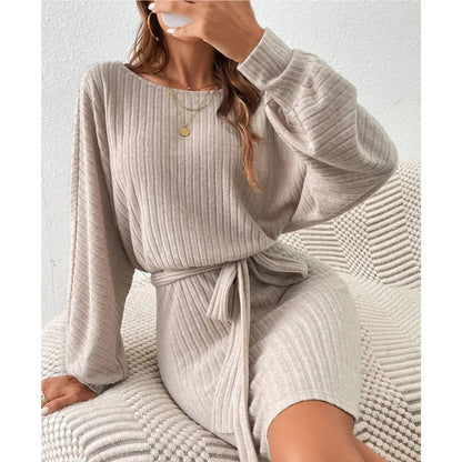 Belted Women's Knitted Dress