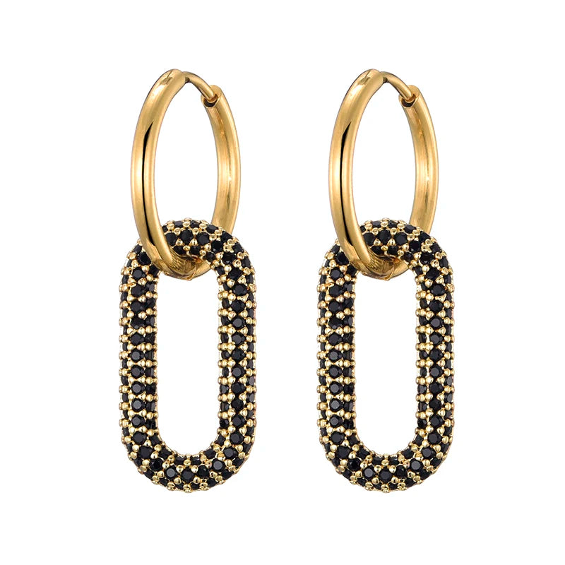 Steel Ear Buckle Oval Earrings