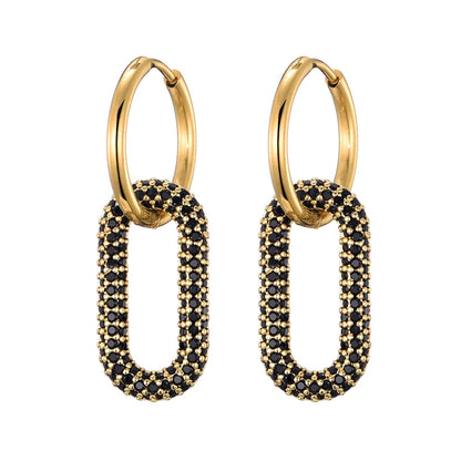 Steel Ear Buckle Oval Earrings