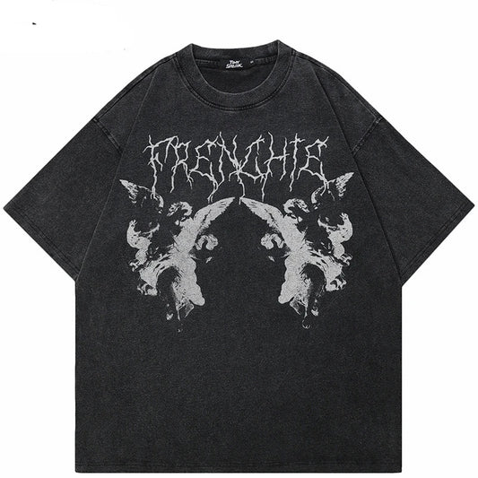 Vintage Retro Washed Black Graphic T-Shirt