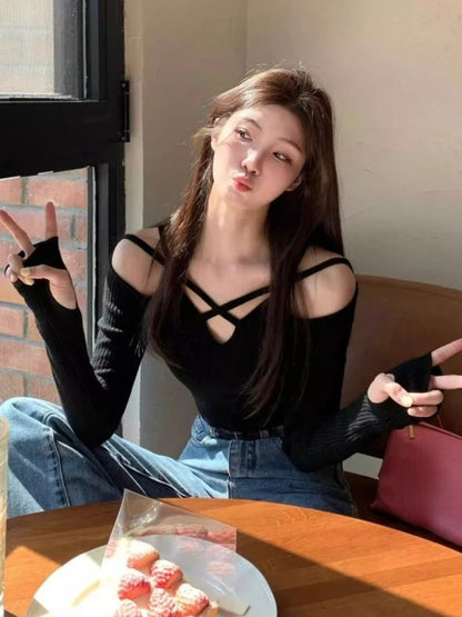 Sexy Grunge Hollow Out Knitted Top