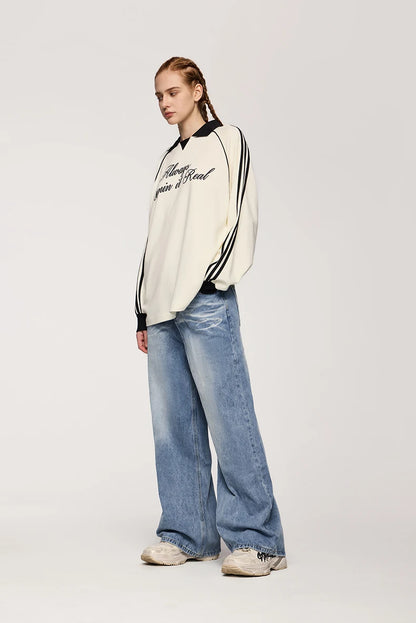 Faded Vintage Washed Straight Leg Jeans