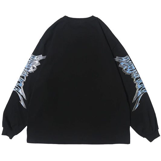 Retro Angel Print Loose Hip T-Shirt