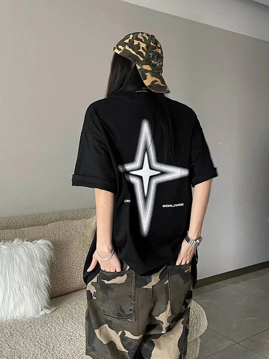 Camisetas de manga corta con estampado vintage coreano Y2K, ropa de calle de estrellas Kpop, Acubi, Harajuku, Egirl, estética grunge, camisetas extragrandes, ropa