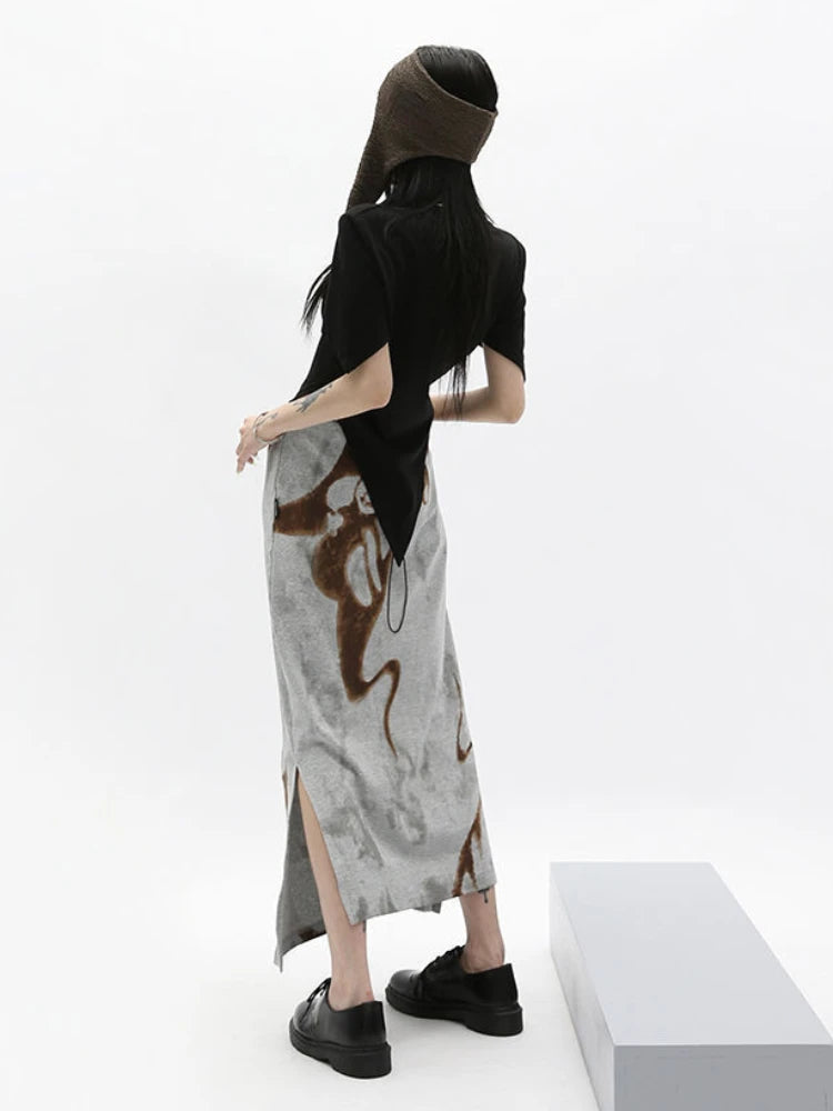 Retro High Waist Abstract Skirt