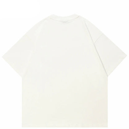 Blurred Graphic Casual White T-Shirt