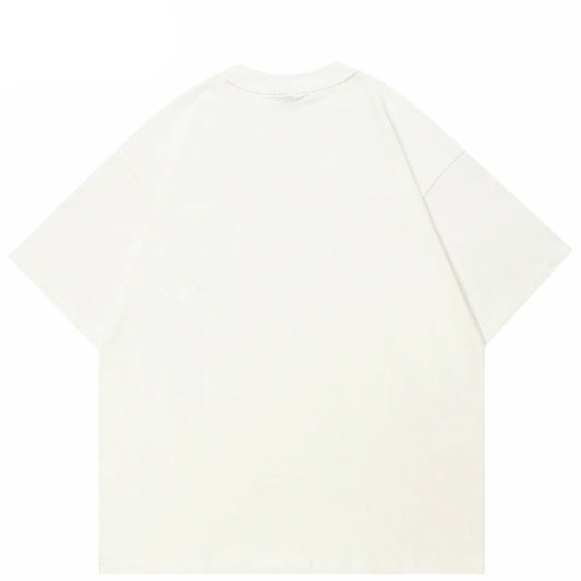 Blurred Graphic Casual White T-Shirt