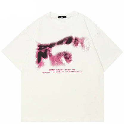Blurred Graphic Casual White T-Shirt