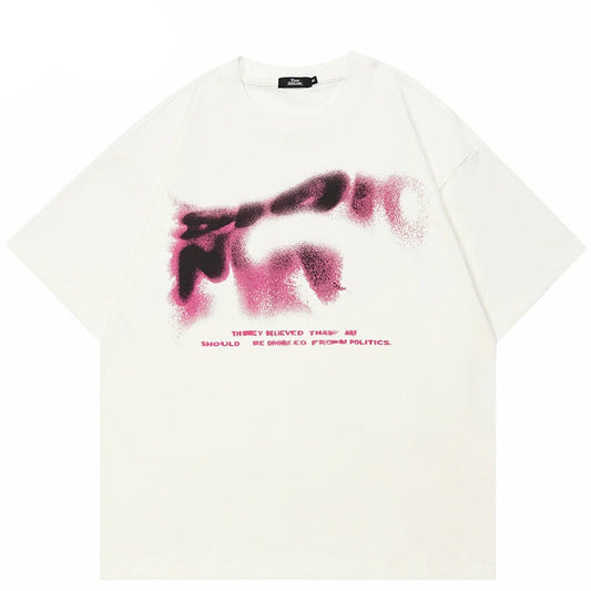 Blurred Graphic Casual White T-Shirt