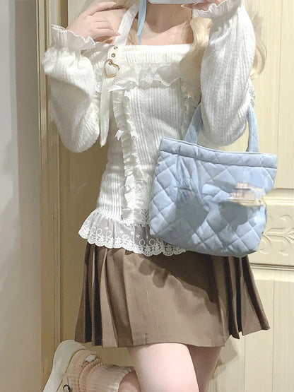 Lace Patchwork Halter Knitwear Sweater