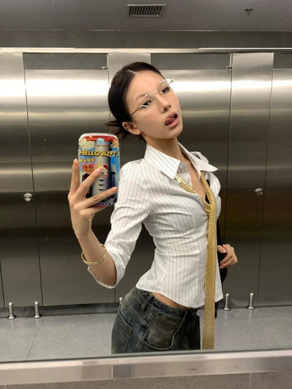 Slim Striped Korean Shirt