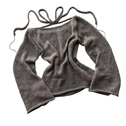 Chic Tie-Back Boat Neck Sweater