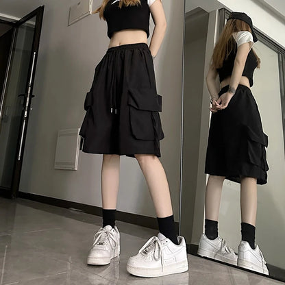 Stylish High-Waist Cargo Shorts Pants