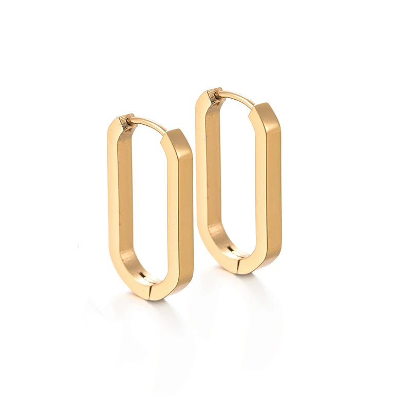 Steel Ear Buckle Oval Earrings