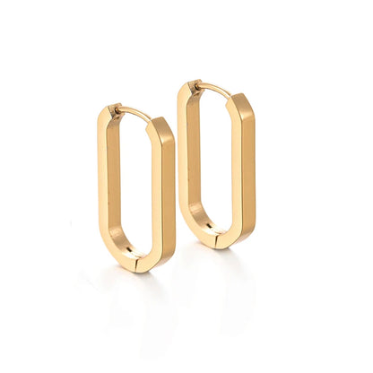 Steel Ear Buckle Oval Earrings