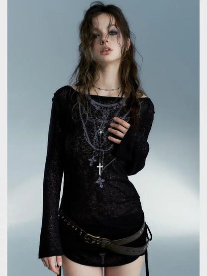 Top de manga larga grunge