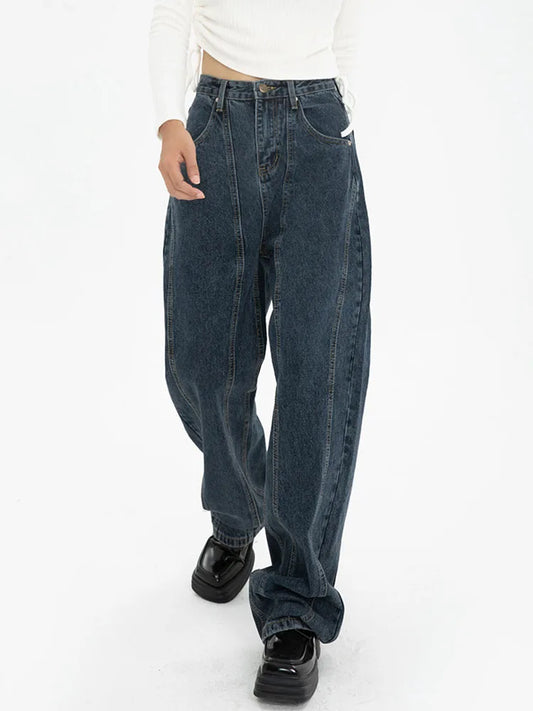 Casual High Waist Dark Blue Jeans