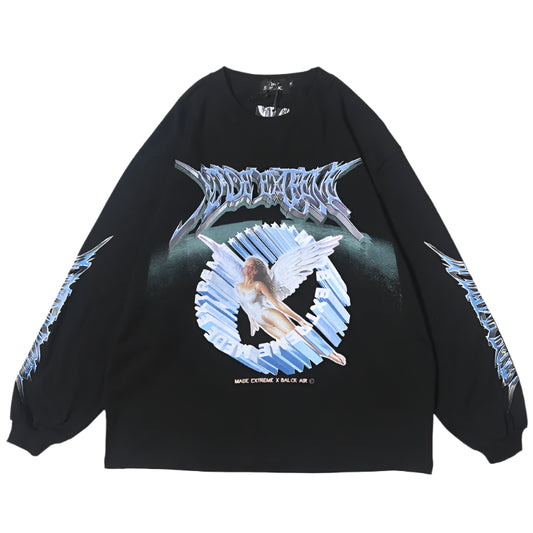 Retro Angel Print Loose Hip T-Shirt