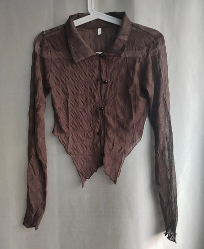 Y2K Sexy Hollow Irregular Blouse Shirt