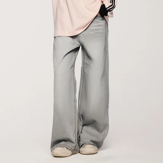 Faded Vintage Washed Straight Leg Jeans