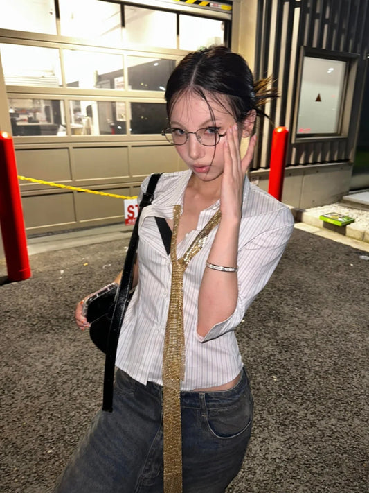 Slim Striped Korean Shirt