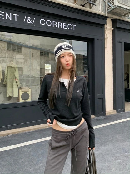 Stylish Korean O-Neck Long Sleeve T-Shirt