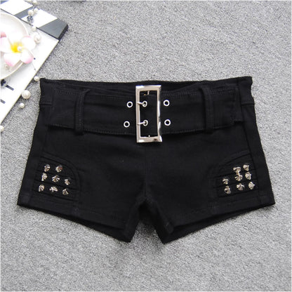 Black Low Waisted Denim Shorts Shorts