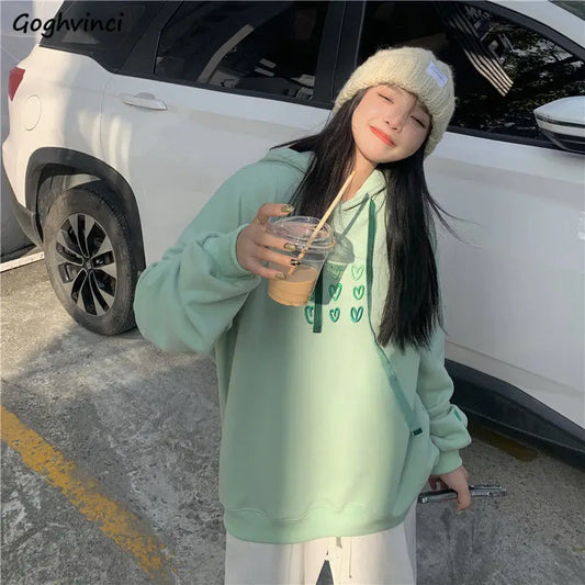 Sweet Heart Embroidery Soft Girl Hoodie