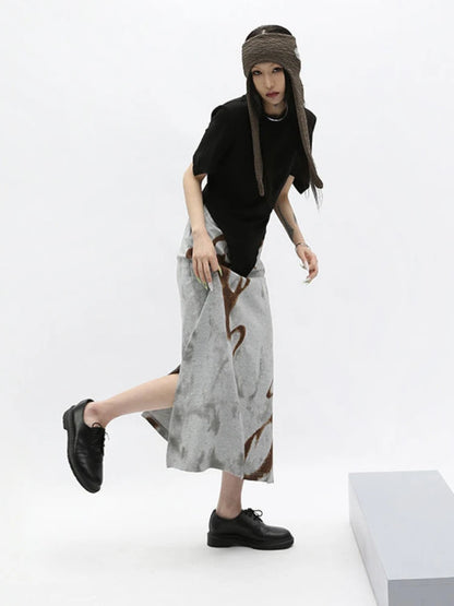 Retro High Waist Abstract Skirt