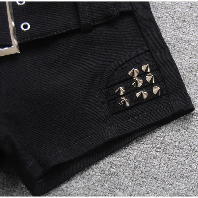 Black Low Waisted Denim Shorts Shorts