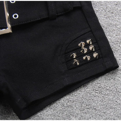 Black Low Waisted Denim Shorts Shorts