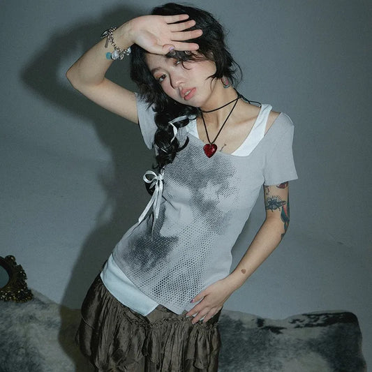 Vintage Patchwork Grunge Two-Piece T-Shirt