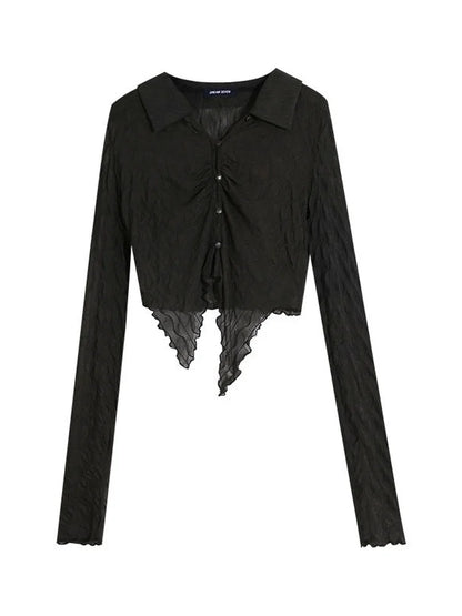 Y2K Sexy Hollow Irregular Blouse Shirt