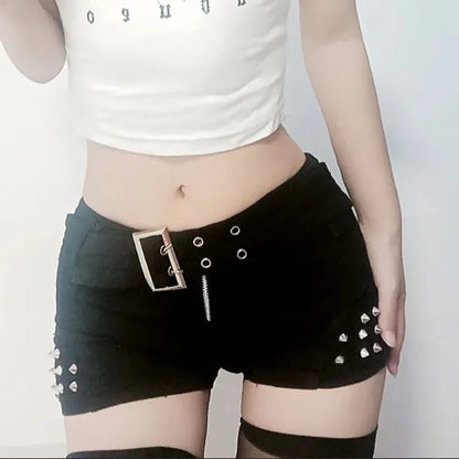Black Low Waisted Denim Shorts Shorts