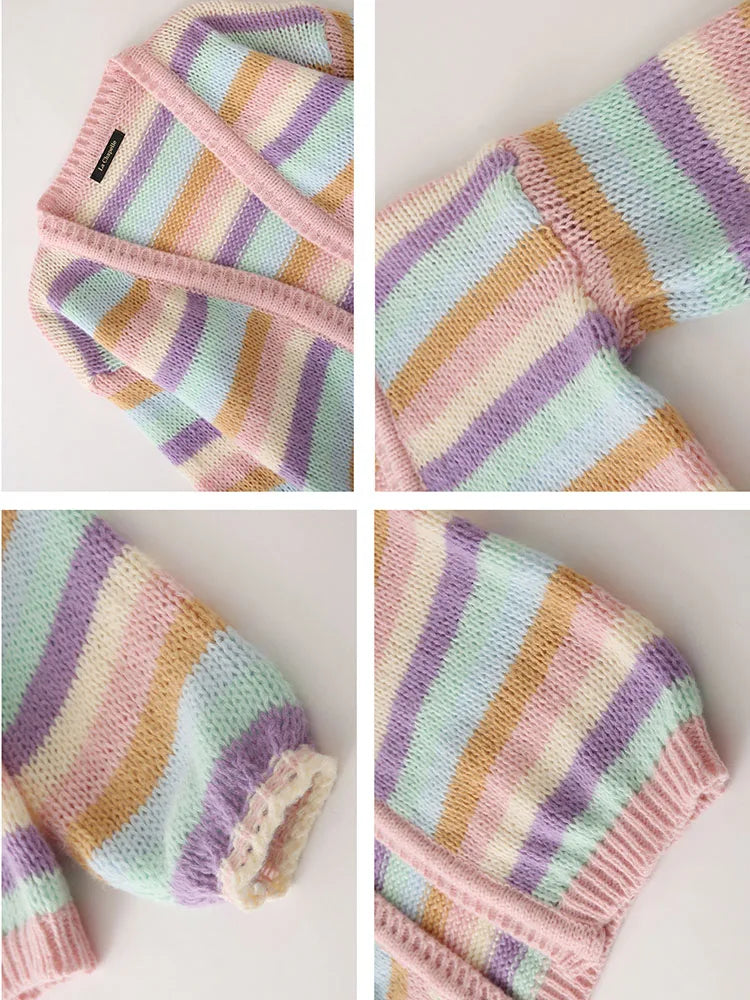 Soft Girl Cozy Striped Knit Sweater