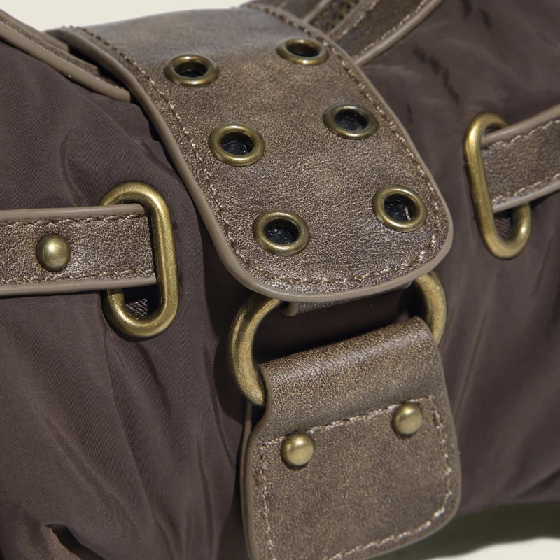 Vintage Zipper Rivet Handbag