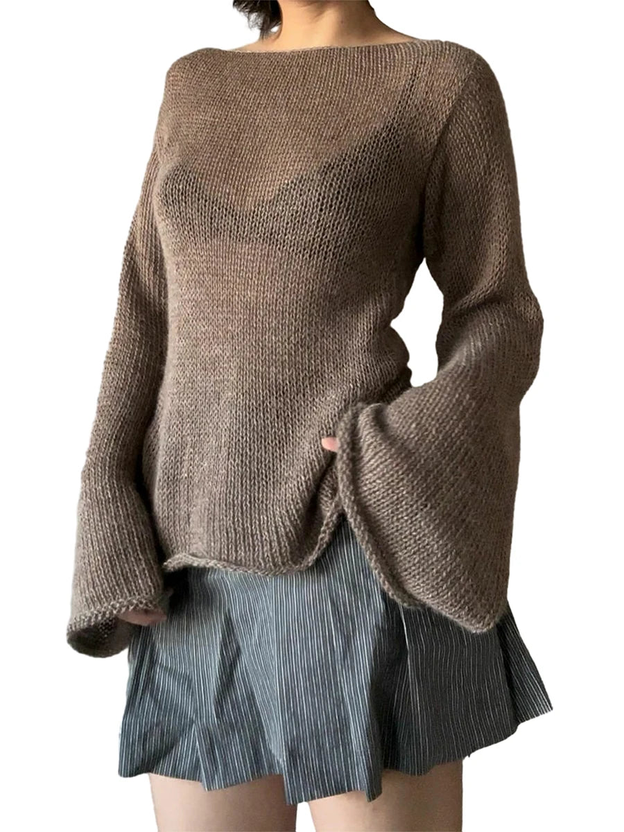 Chic Tie-Back Boat Neck Sweater