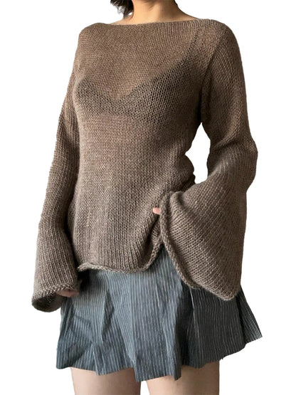 Chic Tie-Back Boat Neck Sweater