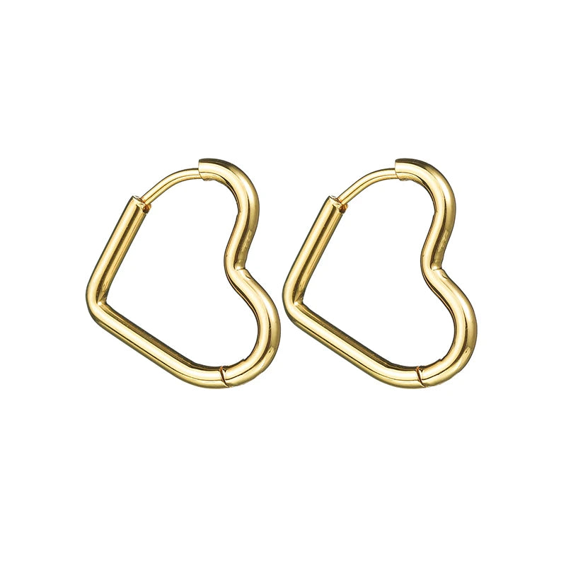 Round Oval & Heart Stainless Earrings