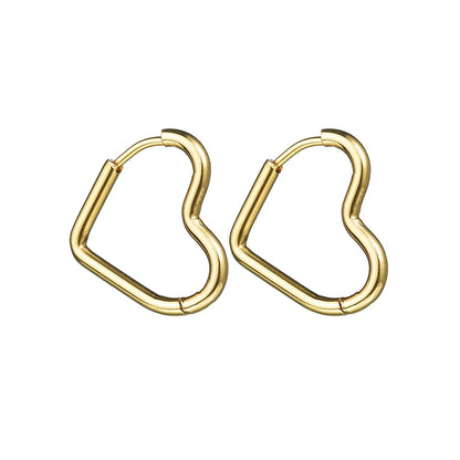 Round Oval & Heart Stainless Earrings