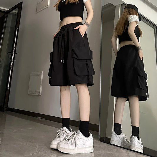 Stylish High-Waist Cargo Shorts Pants