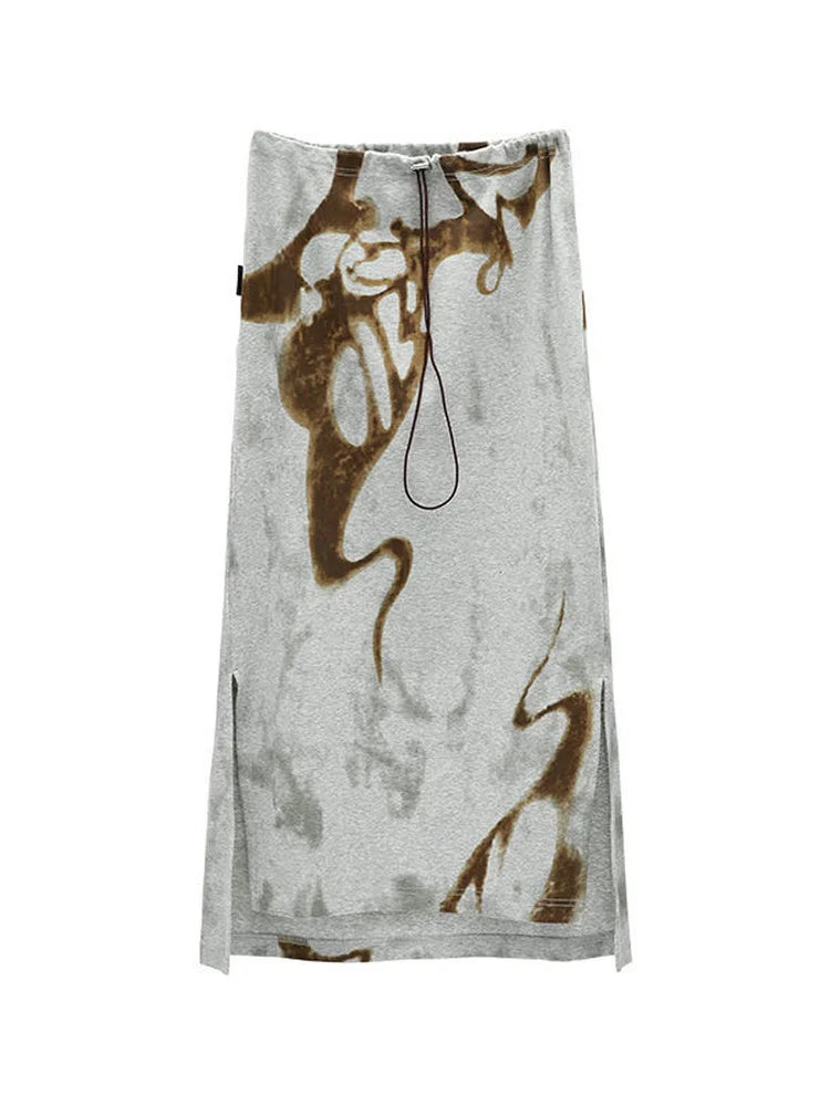 Retro High Waist Abstract Skirt